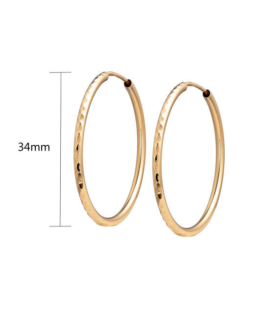 Kuldkõrvarõngad graveeritud rõngad 34mm