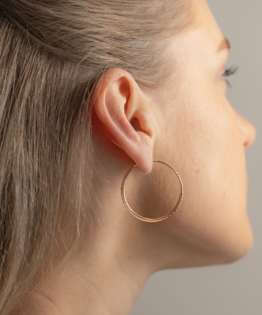 Золотые серьги конго (кольца) с гравировкой 34mm