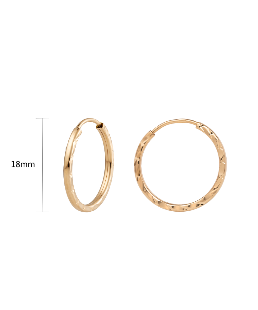 Золотые серьги конго (кольца) с гравировкой 18mm