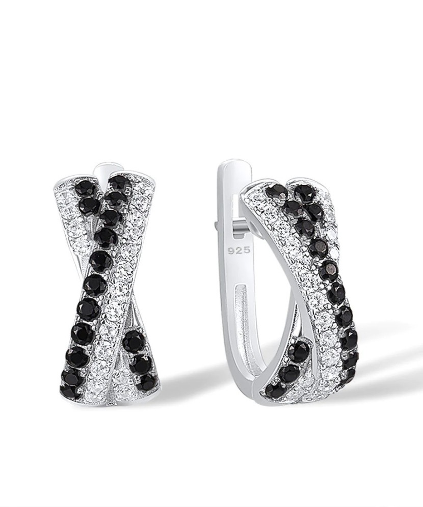 Серьги из серебра с цирконом и шпинели