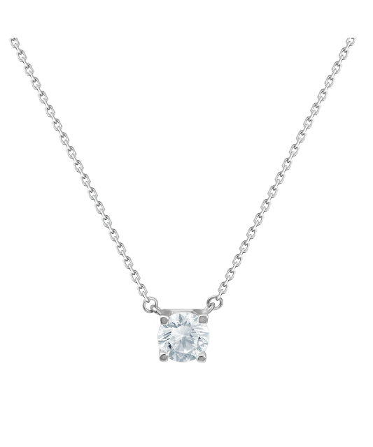 Valgest kullast kett tsirkoonist ripatsiga