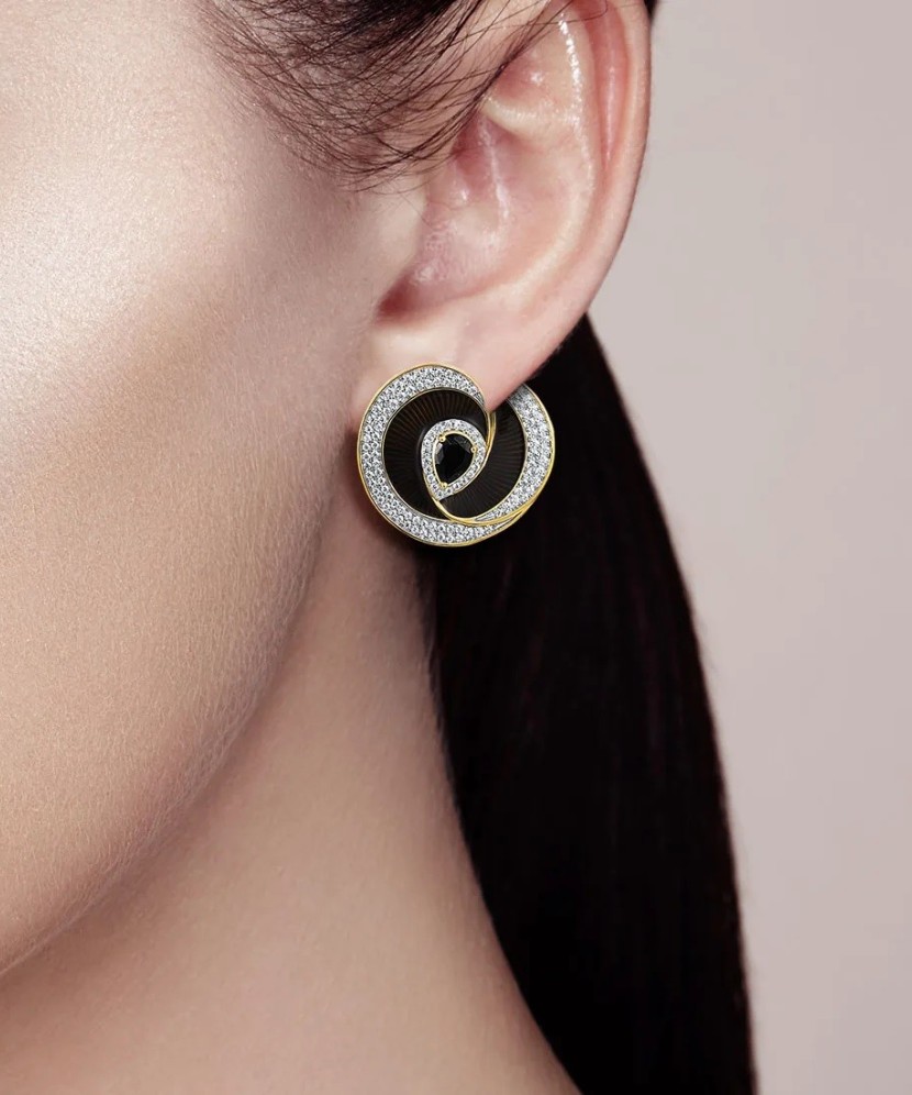 Kullatud Hõbedast kõrvarõngad tsirkoonide ja emailiga