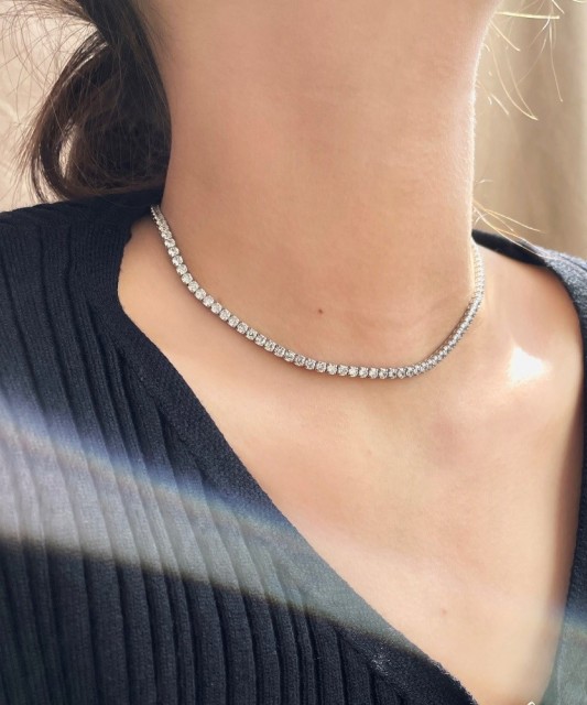 Серебряный цепочка с цирконами