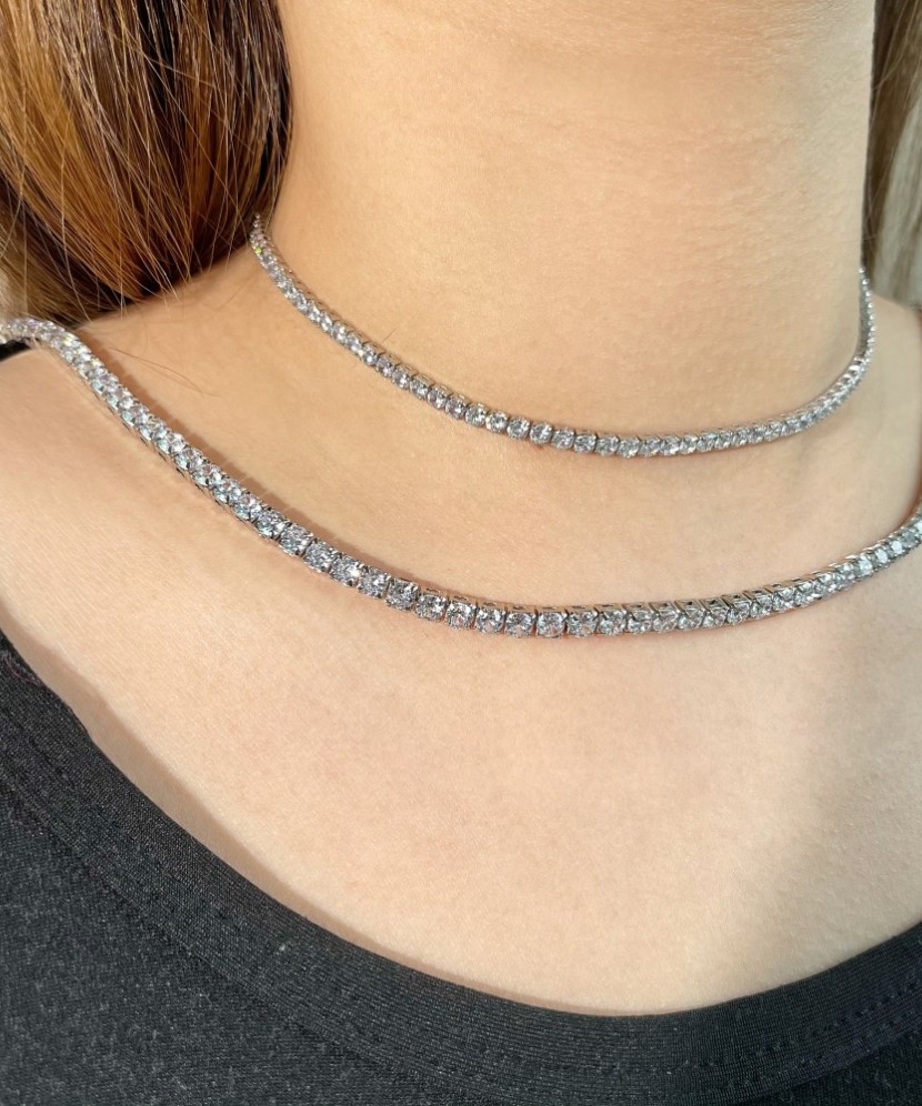 Hõbekett tsirkoonidega