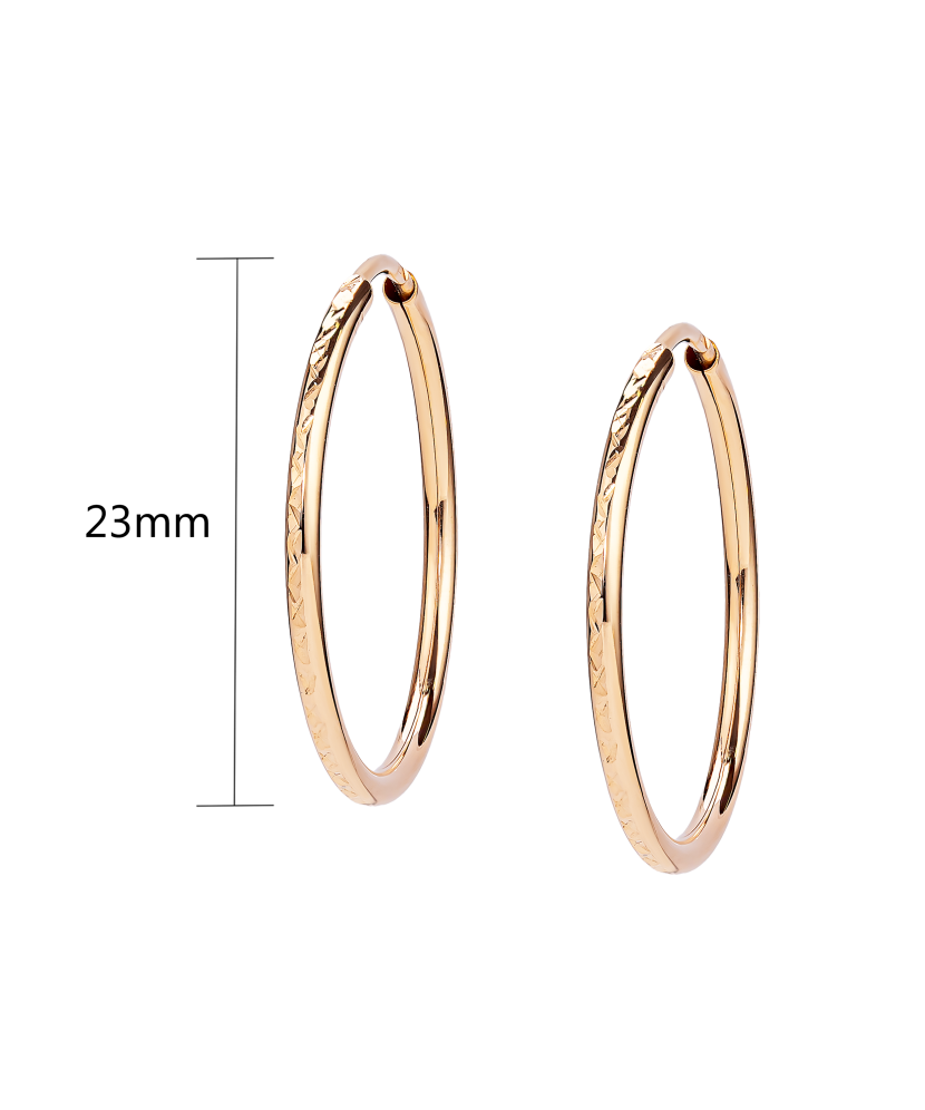 Kuldkõrvarõngad graveeritud rõngad 23mm