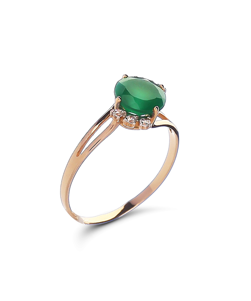 Золотое кольцо с ониксом и цирконами