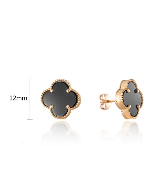 Золотые серьги с ониксом 12mm
