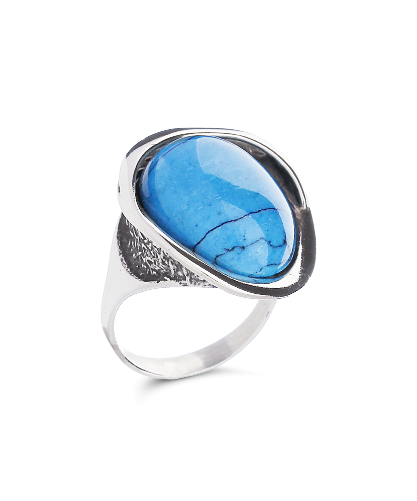 Hõbesõrmus sünteetilise türkiisiga Goldinga Z38-TURK