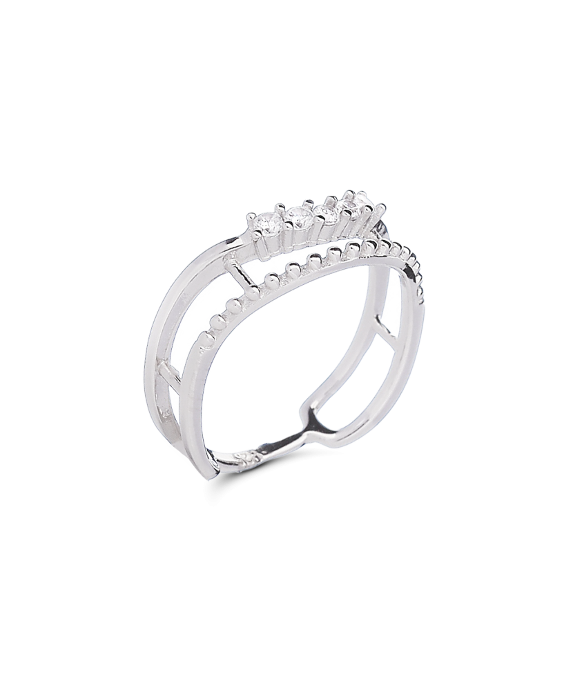 Hõbesõrmus tsirkoonidega Goldinga 00109