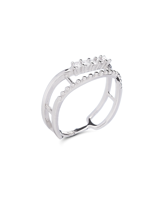 Hõbesõrmus tsirkoonidega Goldinga 00109