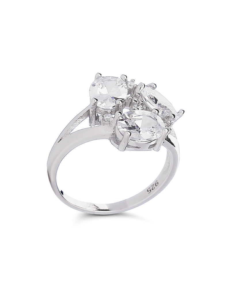 Hõbesõrmus tsirkoonidega Goldinga 00102