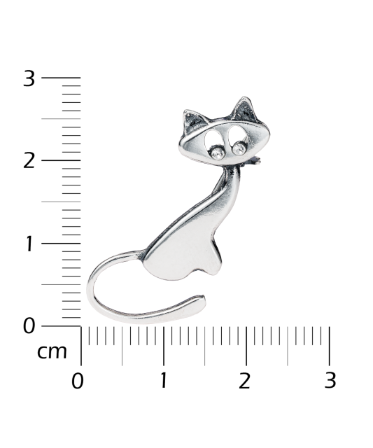 Серебряная брошь с цирконом "Кошка"