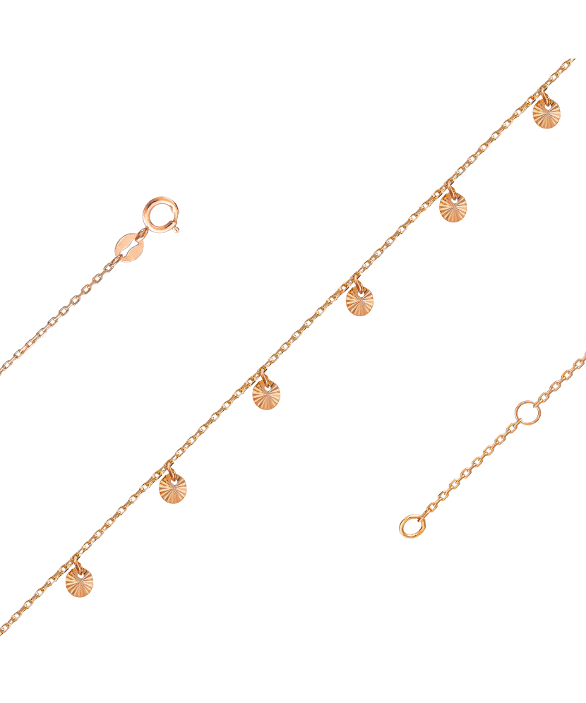 Золотая цепочка на ногу с подвесками