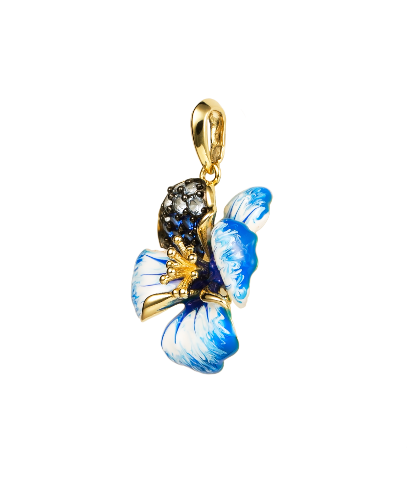 Hõbedane kullatud ripats emaili ja tsirkoonidega