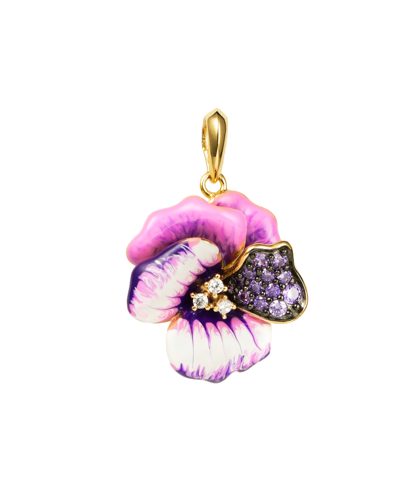 Hõbedane kullatud ripats emaili ja tsirkoonidega