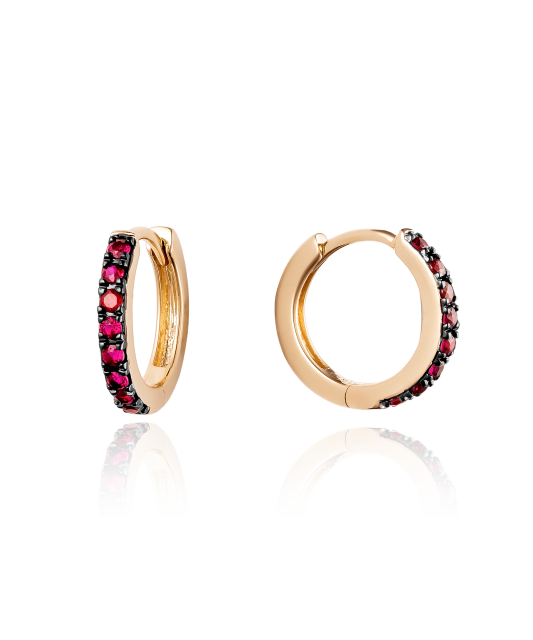 Золотые серьги с рубинами