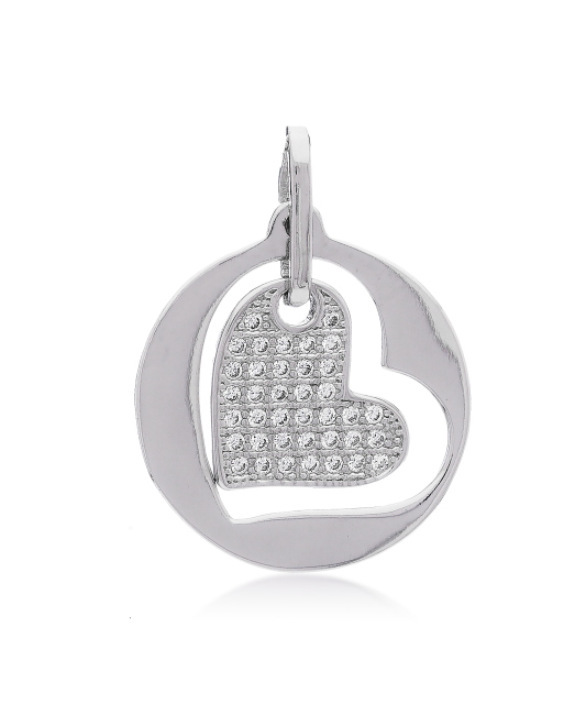 Серебряный подвеска с цирконами "Сердечко"