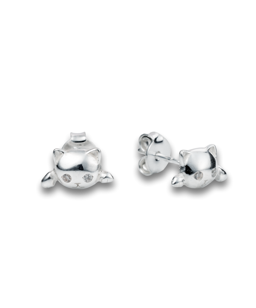 Серьги из серебра "Кот"