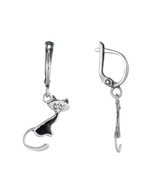 Hõbekõrvarõngad  Tsirkoonidega "Kassid"