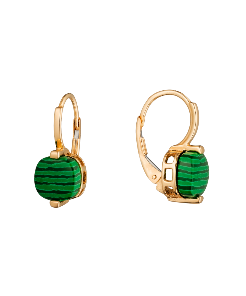 Золотые серьги с малахитами