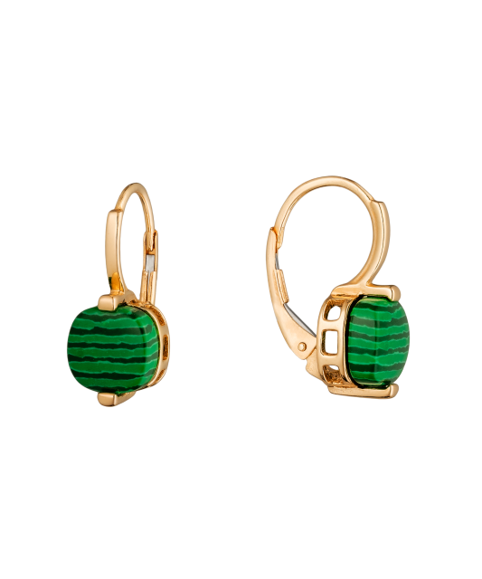Золотые серьги с малахитами