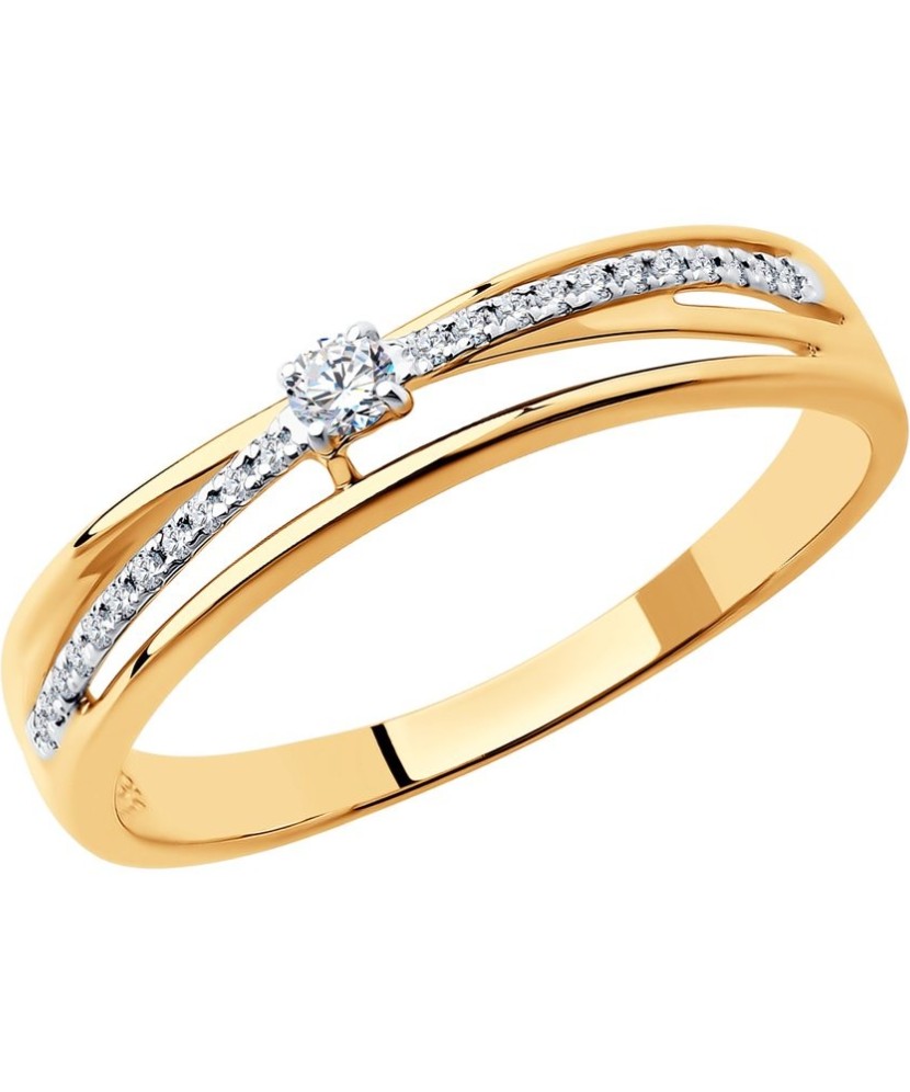 Auksinis žiedas su deimantais - Žiedai su brangakmeniais - Goldinga