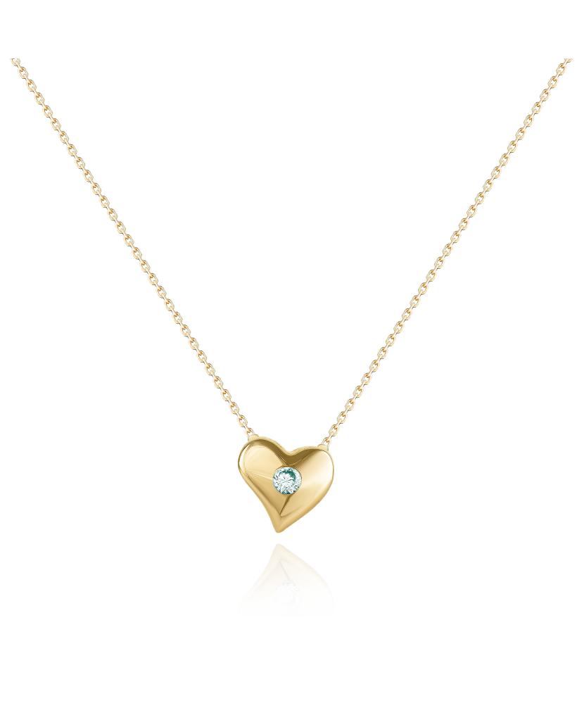 Цепочка из желтого золота с подвеской из циркона "Сердце"
