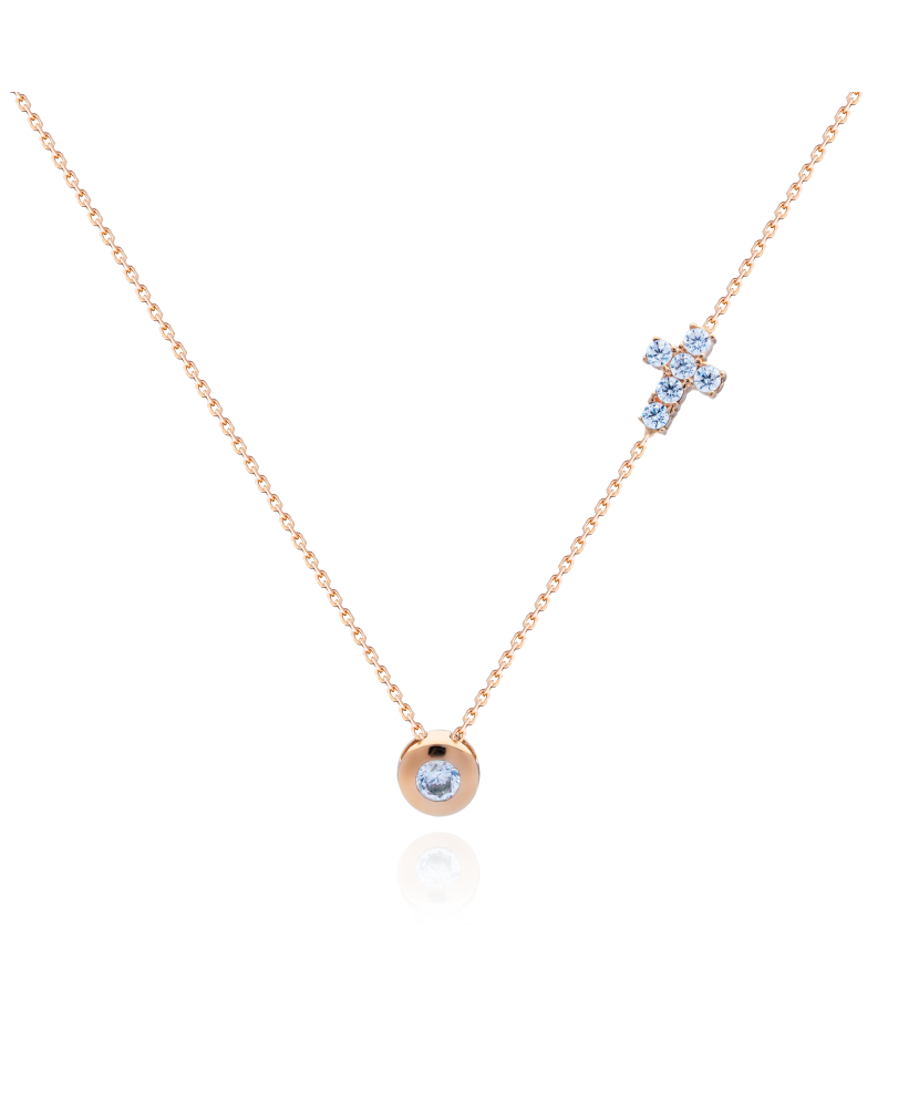 Золотая цепочка с подвеской из циркона "крест"