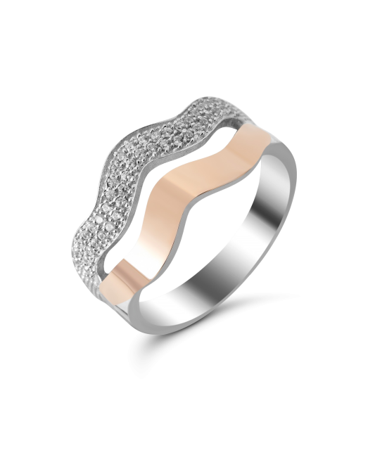 Hõbesõrmus tsirkoonidega kullatud Goldinga 188.01K