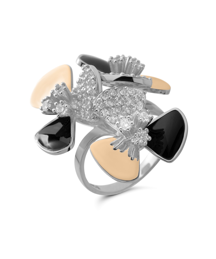 Hõbesõrmus tsirkoonidega kullatud Goldinga 210.01K