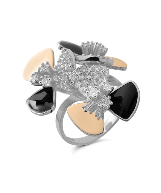 Hõbesõrmus tsirkoonidega kullatud Goldinga 210.01K