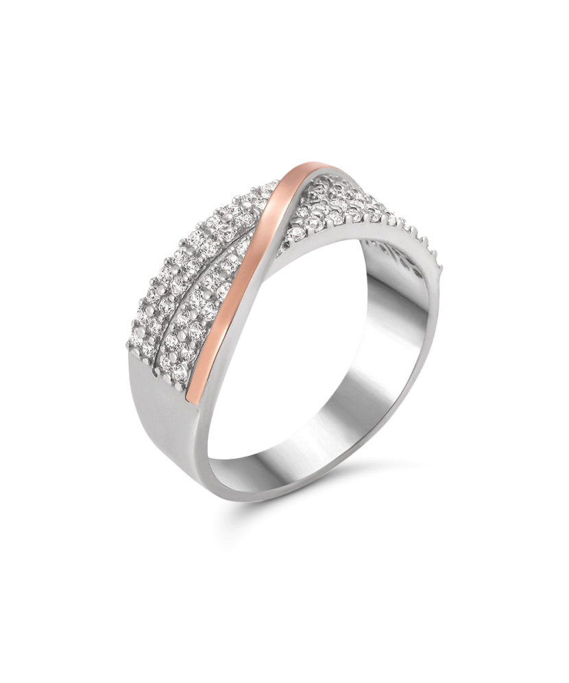 Hõbesõrmus tsirkoonidega kullatud Goldinga GS-01-MODERN-10