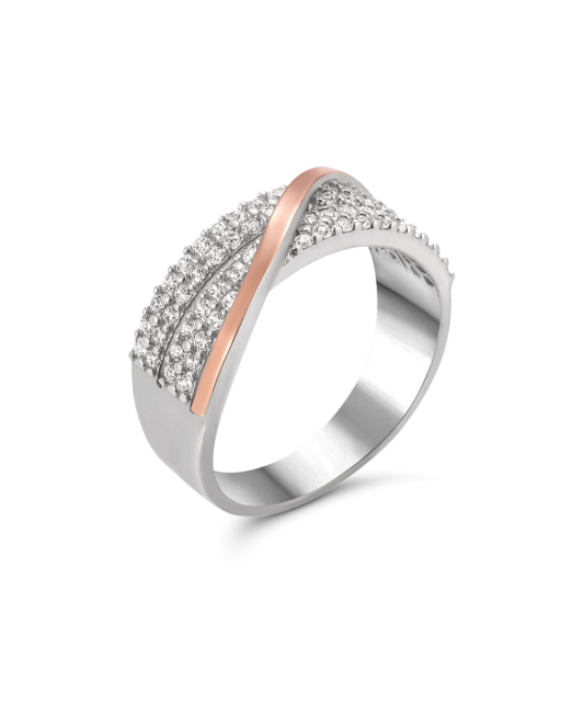 Hõbesõrmus tsirkoonidega kullatud Goldinga GS-01-MODERN-10