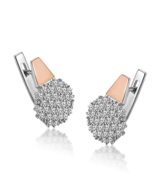 Hõbekõrvarõngad tsirkoonidega kullatud Goldinga GS-02-BERRY-10