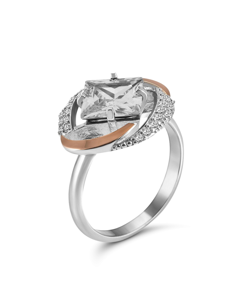 Hõbesõrmus tsirkoonidega kullatud Goldinga GS-01-GEMMA-10