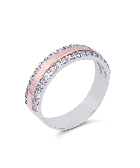 Кольцо из позолоченного серебра с цирконами