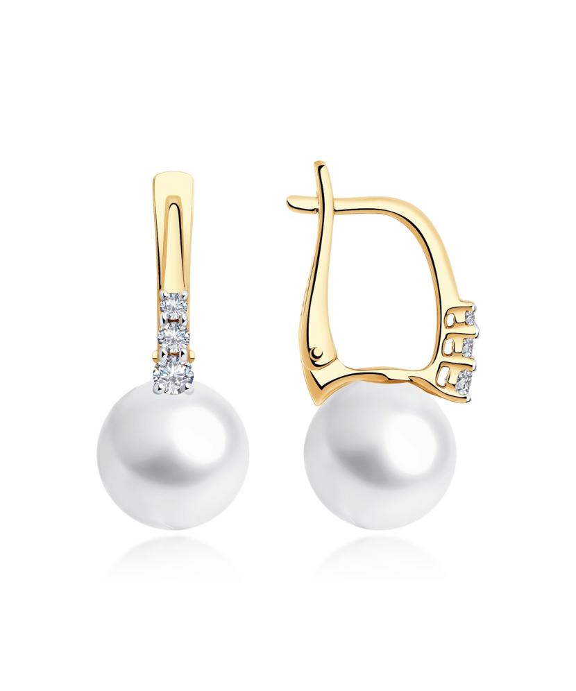 Kuldkõrvarõngad pärli ja kristallidega Goldinga S792225