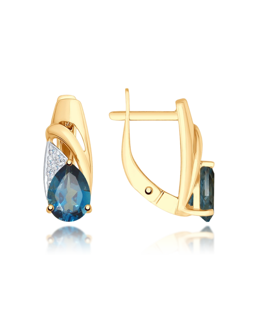 Kuldkõrvarõngad London topaasi ja tsirkoonidega Goldinga S725598