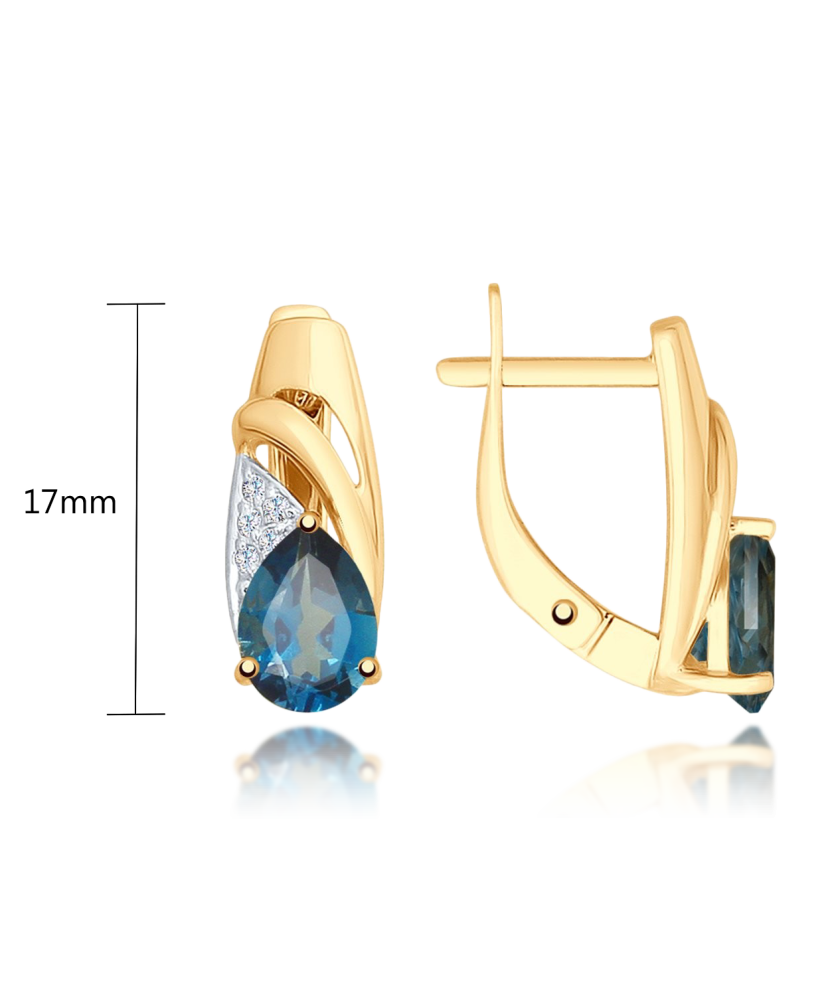 Kuldkõrvarõngad London topaasi ja tsirkoonidega Goldinga S725598
