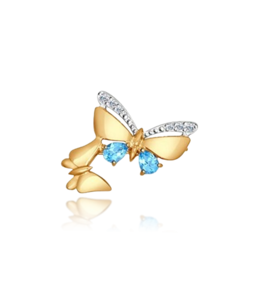 Золотая брошь с топазами и цирконами