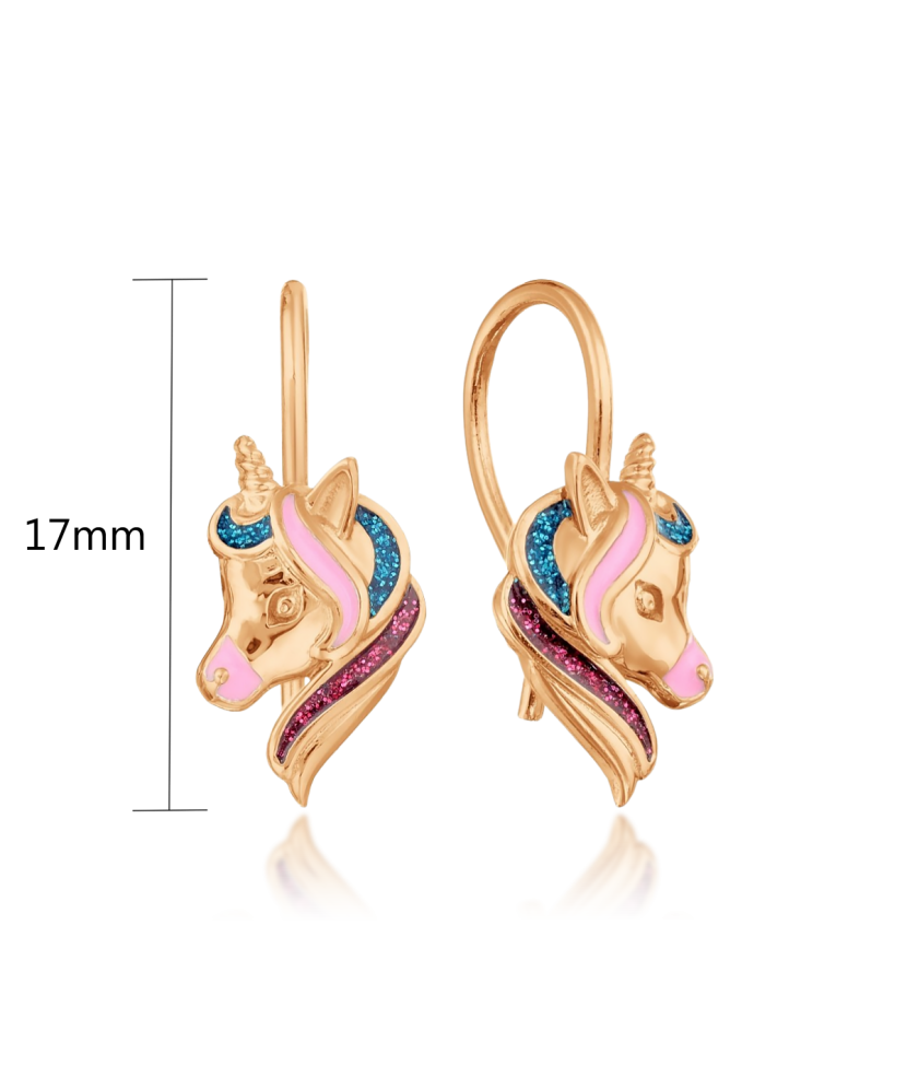 Kuldkõrvarõngad emailiga "Ükssarvik"