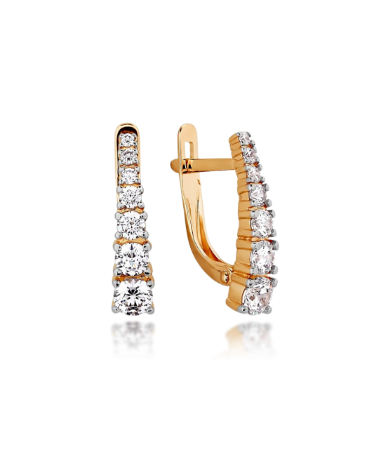 Золотые серьги с кристаллами