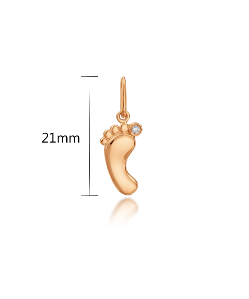 Золотой подвеска с цирконом "след ножки"