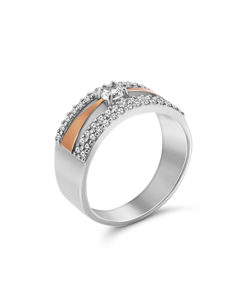 Кольцо из позолоченного серебра с цирконами