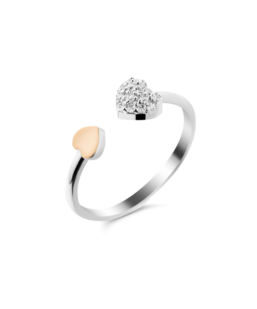 Hõbesõrmus tsirkoonidega kullatud