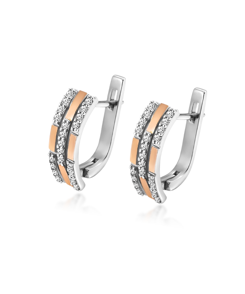 Hõbekõrvarõngad tsirkoonidega kullatud Goldinga GS-02-OASIS-10