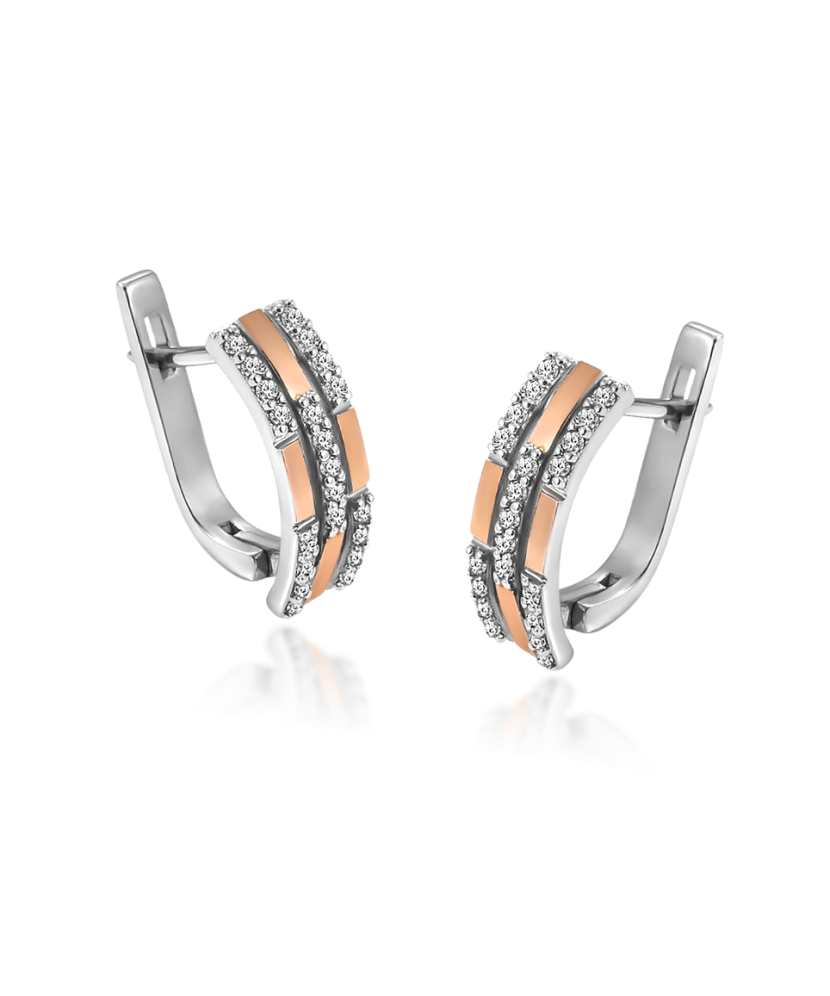 Hõbekõrvarõngad tsirkoonidega kullatud Goldinga GS-02-OASIS-10