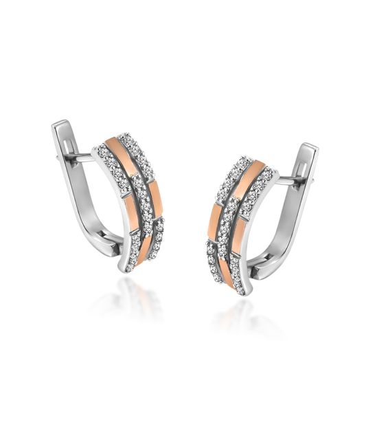 Hõbekõrvarõngad tsirkoonidega kullatud Goldinga GS-02-OASIS-10