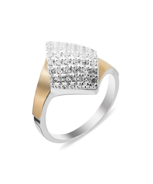 Hõbesõrmus tsirkoonidega kullatud Goldinga 107.01K