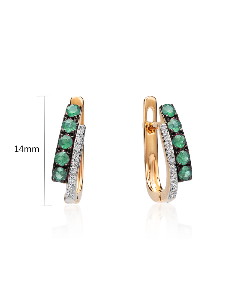 Kuldkõrvarõngad smaragdi ja briljantidega